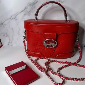 ❤️ Coach Ruby Red Leather Top Handle / Crossbody Bag